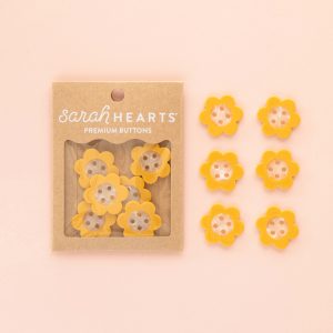 Sarah Hearts Yellow Daisy Large 1" Buttons