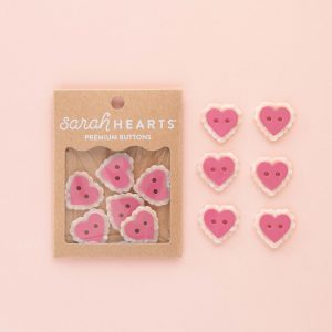 Sarah Hearts Pink Sweet Heart Large 1" Buttons