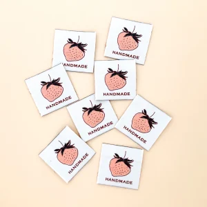 Minki Kim Sewing Illustration Peach Berry Woven Labels