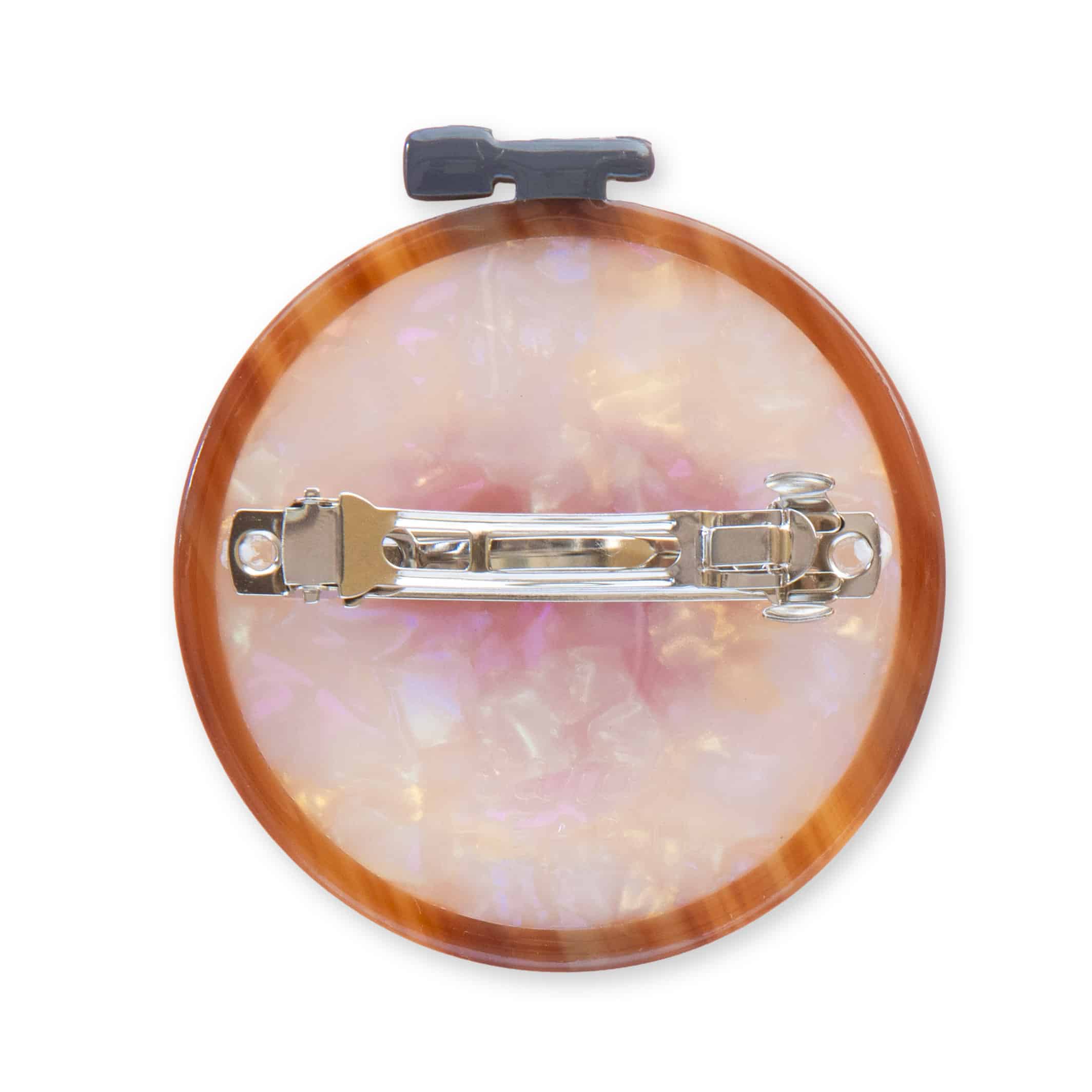 Sarah Hearts Cross Stitch Embroidery Hoop French Barrette Hair Clip - Image 2