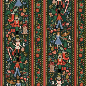 Cotton + Steel Rifle Paper Co Holiday Classics IV Holly Jolly Nutcracker Canvas Evergreen