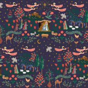 Cotton + Steel Rifle Paper Co Holiday Classics IV Nativity Navy
