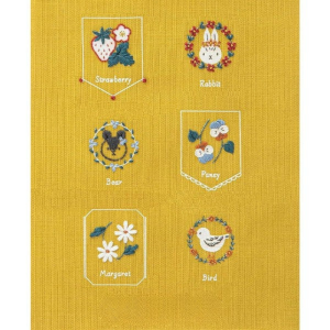 Lecien Cosmo Kohana Forest Friends Embroidery Kit Mustard