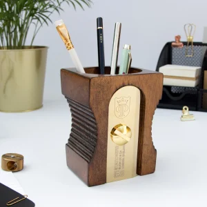 Wooden Sharpener Desk Tidy Dark Wood