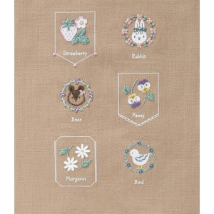 Lecien Cosmo Kohana Forest Friends Embroidery Kit Beige