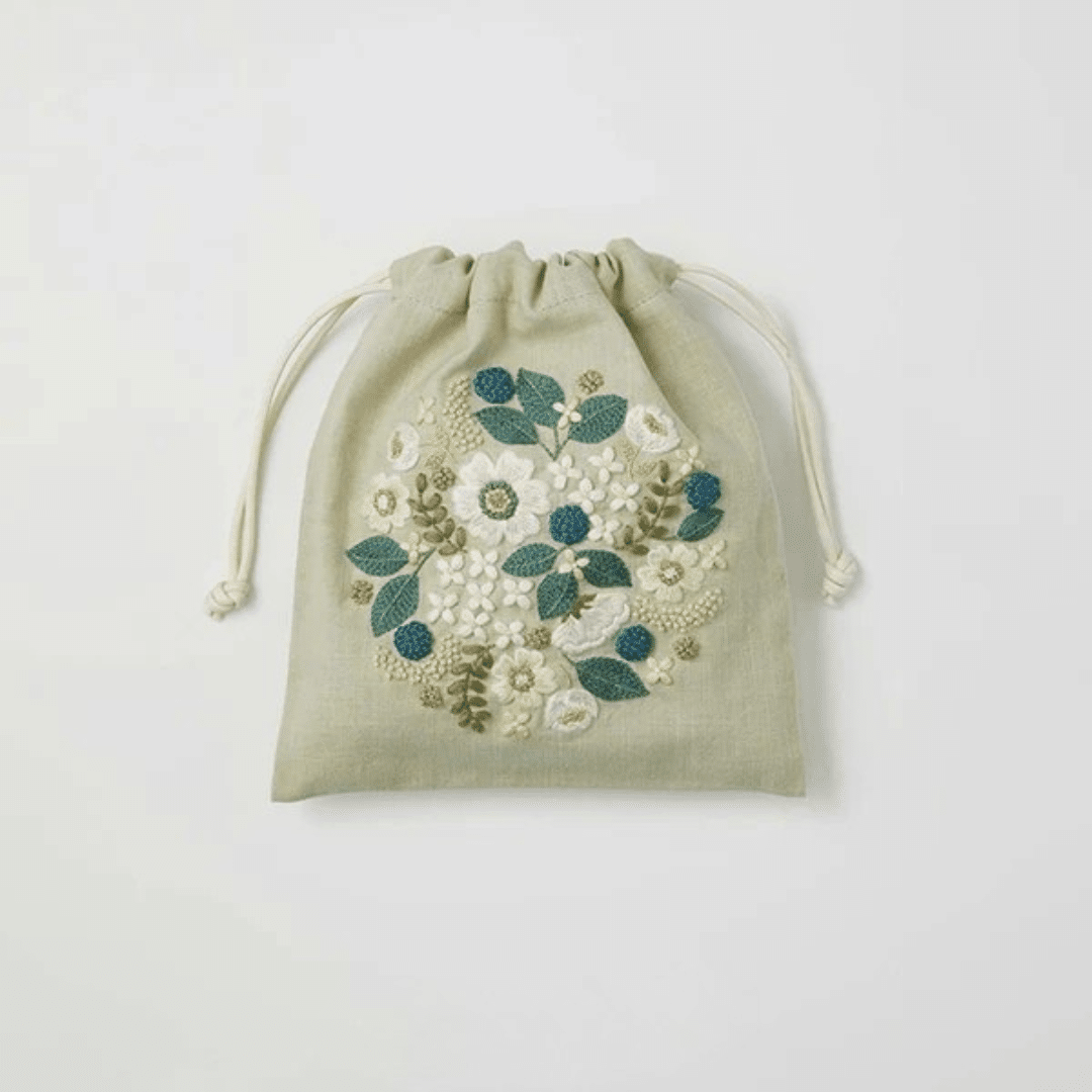 Lecien Cosmo Yula Flower Garden Embroidery Kit Green