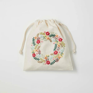 Lecien Cosmo Yula Flower Wreath Embroidery Kit Natural