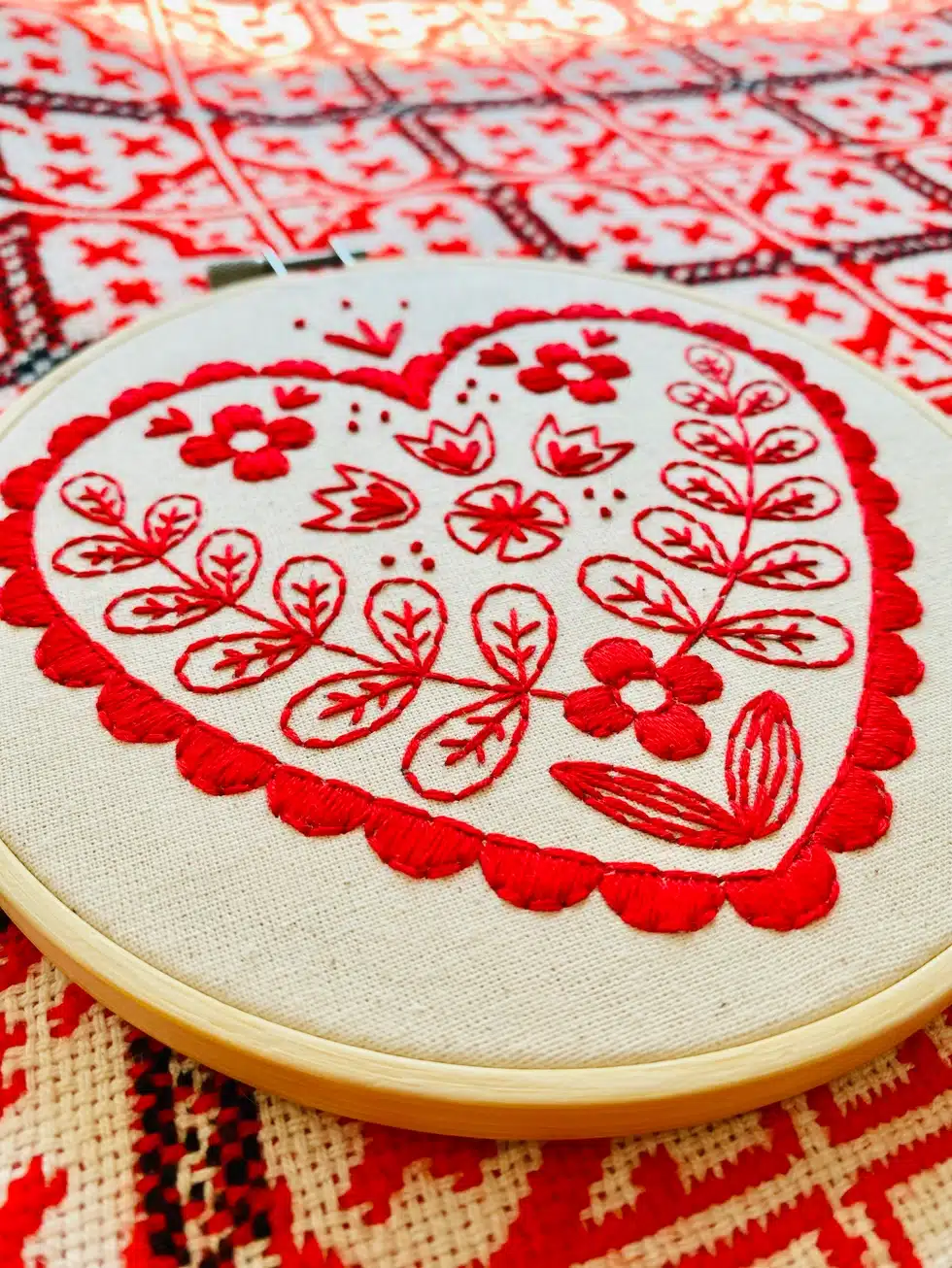Hook, Line, and Tinker Nordic Heart Complete Embroidery Kit - Image 2