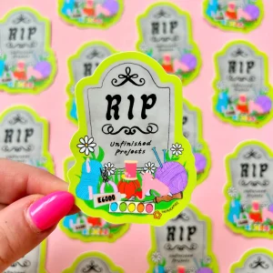 The Peach Fuzz R.I.P. Unfinished Projects Sticker