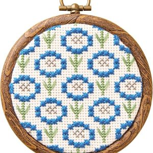 Lecien Cosmo Blue Flower Petit Frame Embroidery Kit