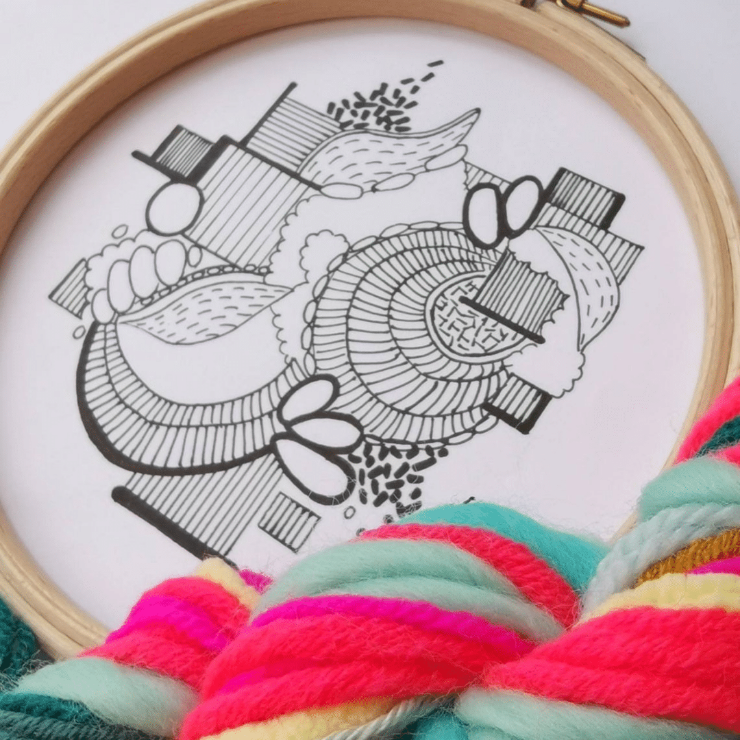 Wild Floss Embroidery 6" Kit 2 Neon & Navy - Image 5