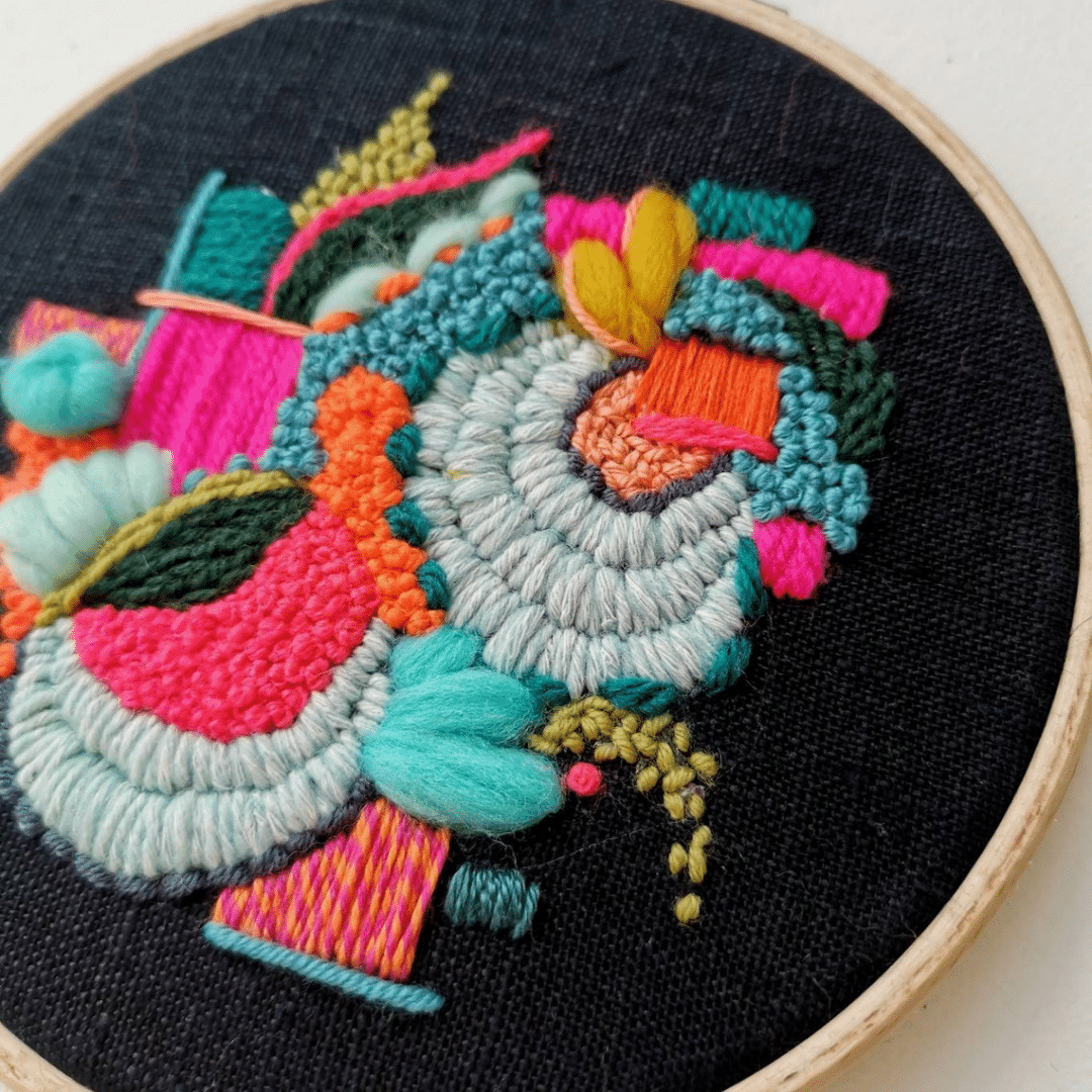 Wild Floss Embroidery 6" Kit 2 Neon & Navy
