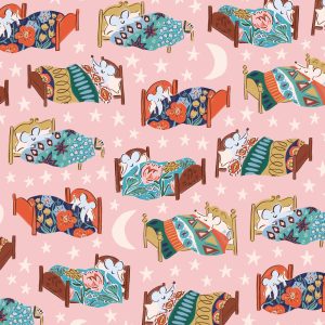 Cloud 9 Fabrics Louise Cunningham House Mouse Bedtime Pink