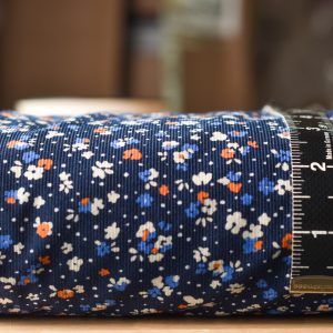 Kokka Petite Floral Pinwale Navy