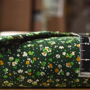Kokka Petite Floral Pinwale Green