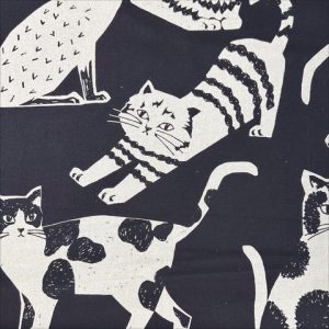 Kokka Big Cat Energy Canvas Black