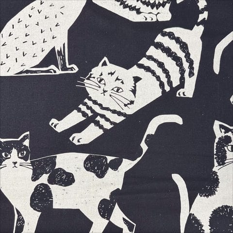Kokka Big Cat Energy Canvas Black