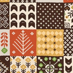 Kokka Little House Tapestry Lightweight Canvas Brown