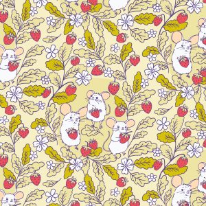 Cloud 9 Fabrics Katie Wilson Forest Friends Strawberry Mice (REMNANT)