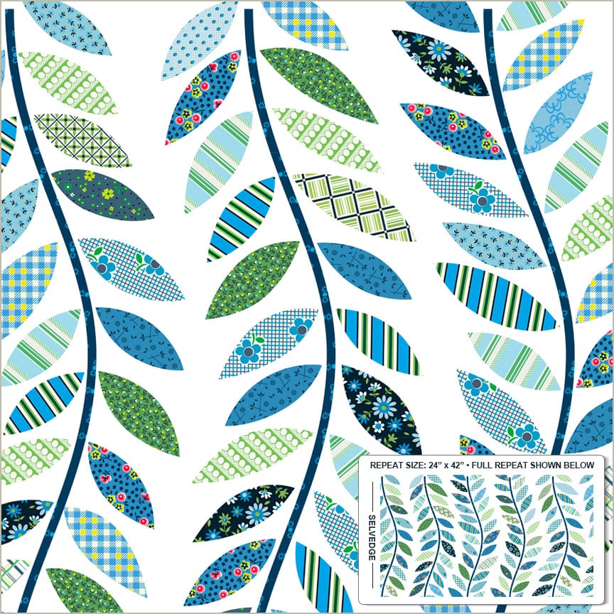 Windham Fabrics Denyse Schmidt Made Easy Leafy Vine Cheater Blue