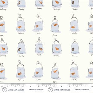 Windham Fabrics Heather Ross Favorites Goldfishes in Bags White