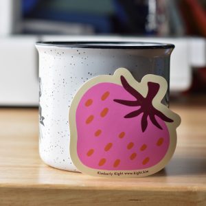 Kimberly Kight Strawberry Sticker Flamingo on Cream