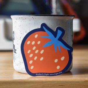 Kimberly Kight Strawberry Sticker Lollipop on Navy