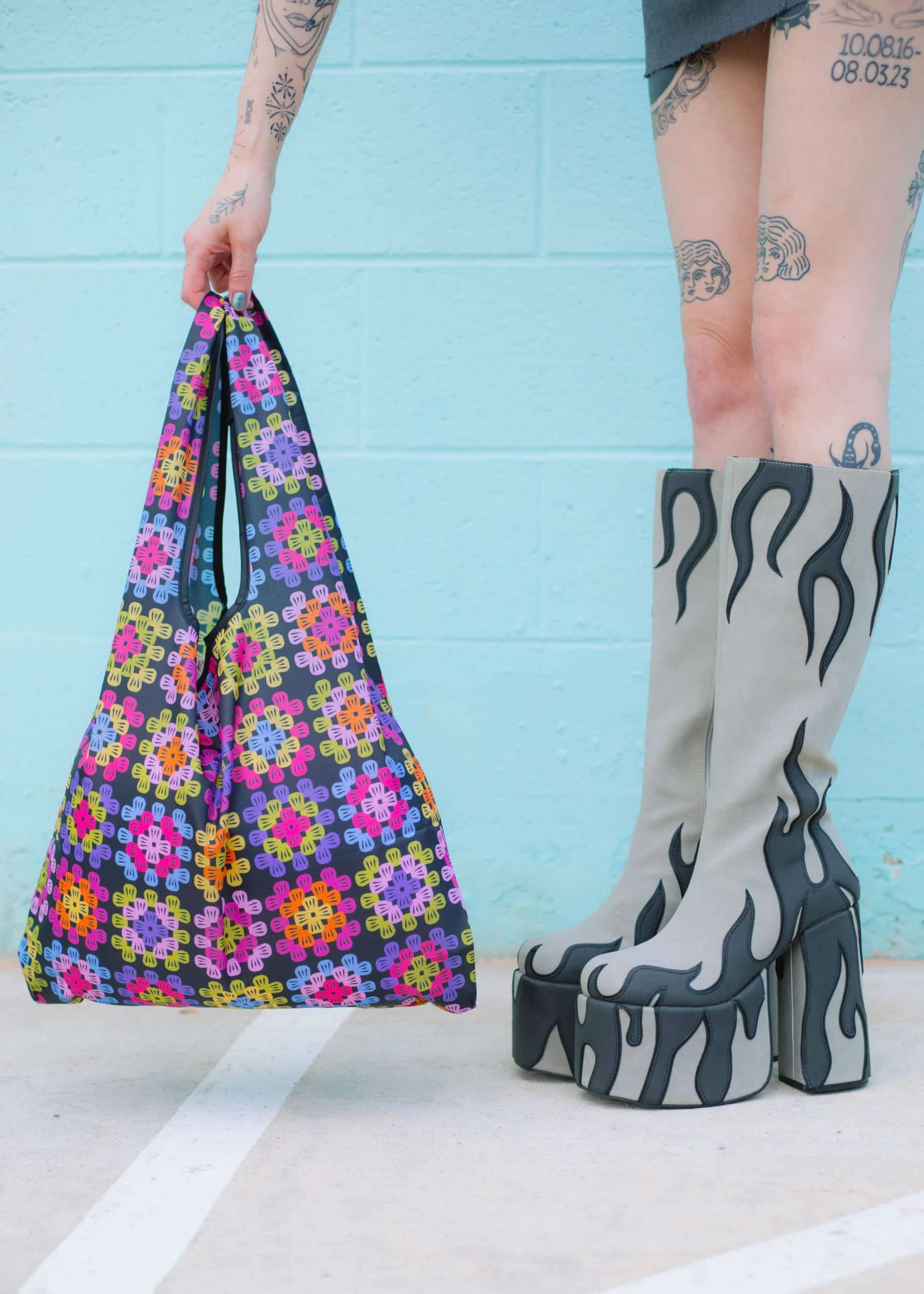 The Peach Fuzz Granny Square Folding Shopper Tote - Image 5