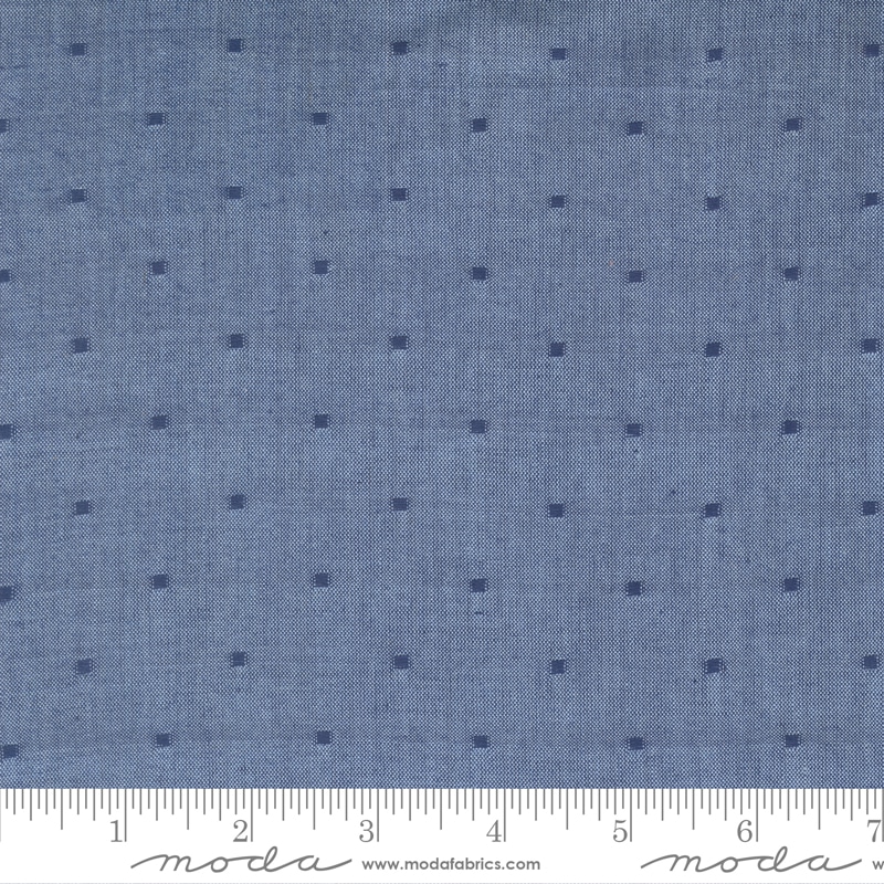 Moda Fabrics Janelle Kent Pieces to Treasure Summer Solstice Wovens Dots Nautical Blue