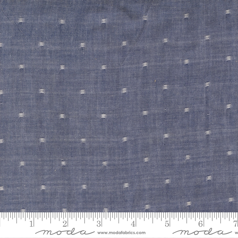 Moda Fabrics Janelle Kent Pieces to Treasure Summer Solstice Wovens Dots White Nautical Blue