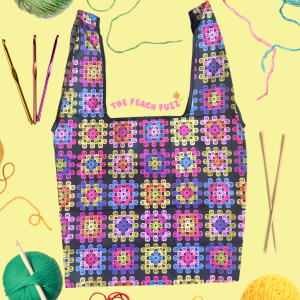The Peach Fuzz Granny Square Folding Shopper Tote