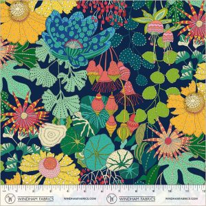Windham Fabrics Sally Kelly Sunshine Peony Park Indigo