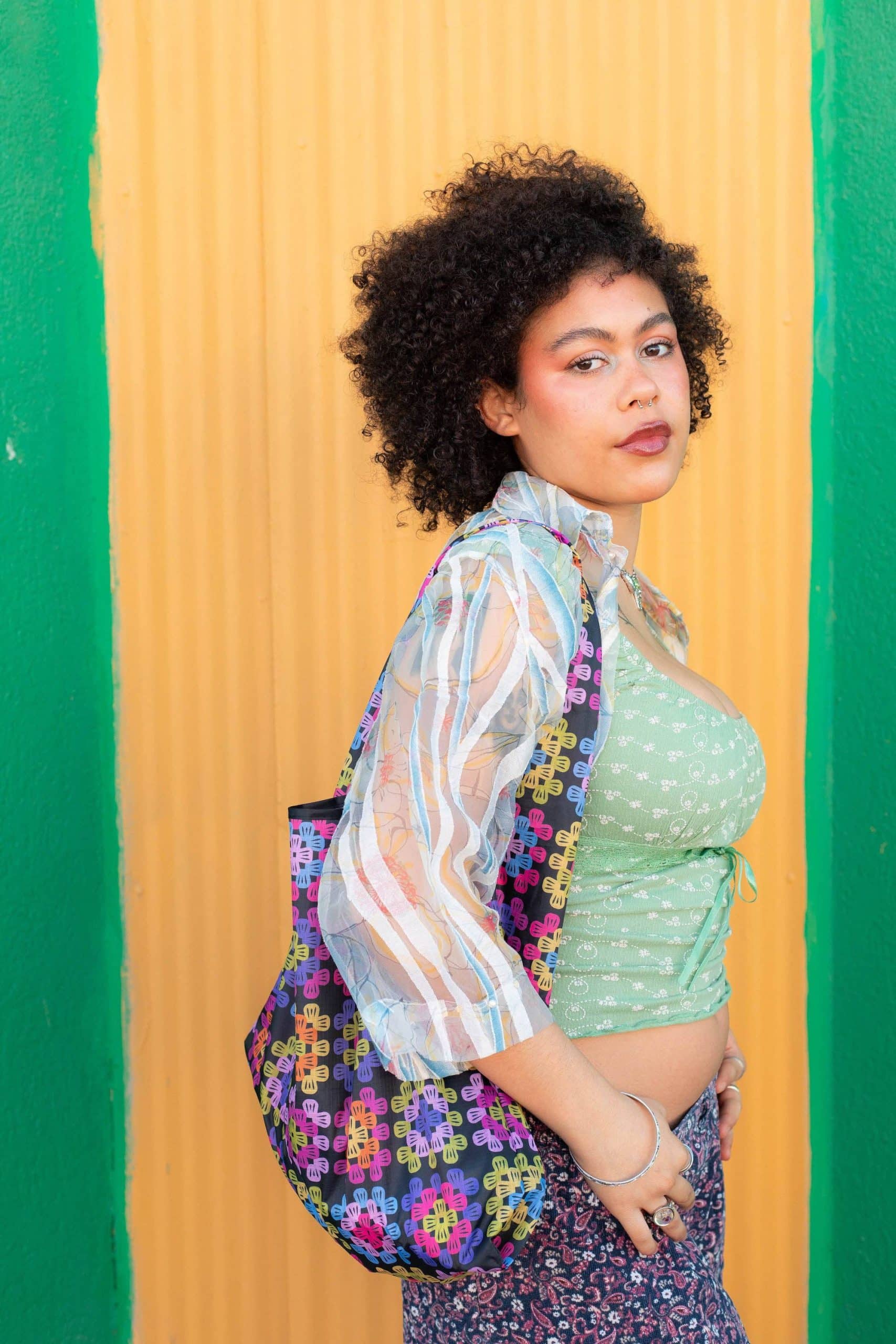 The Peach Fuzz Granny Square Folding Shopper Tote - Image 4