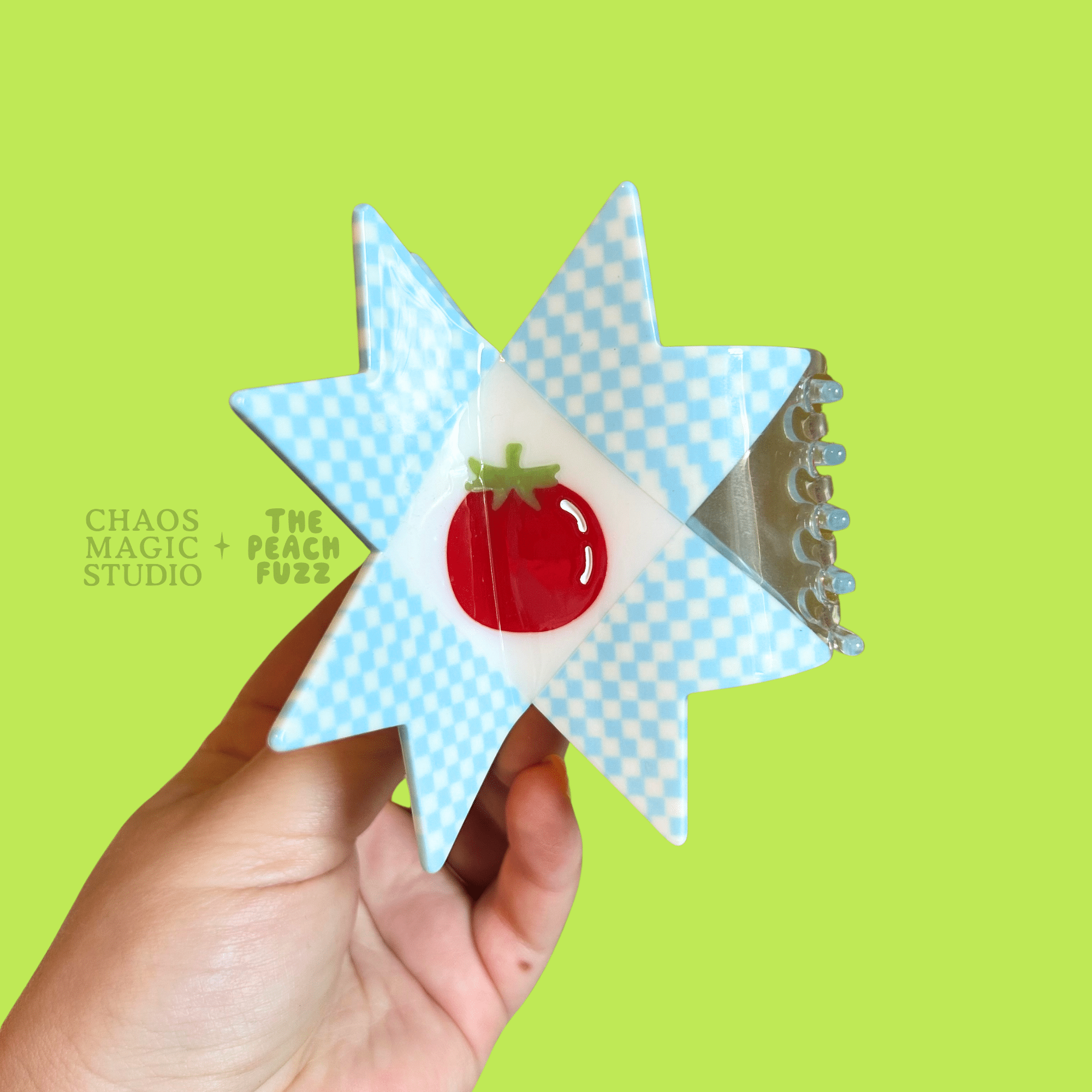 The Peach Fuzz Tomato Quilt Hair Claw TPF x Chaos Magic Studio - Image 5