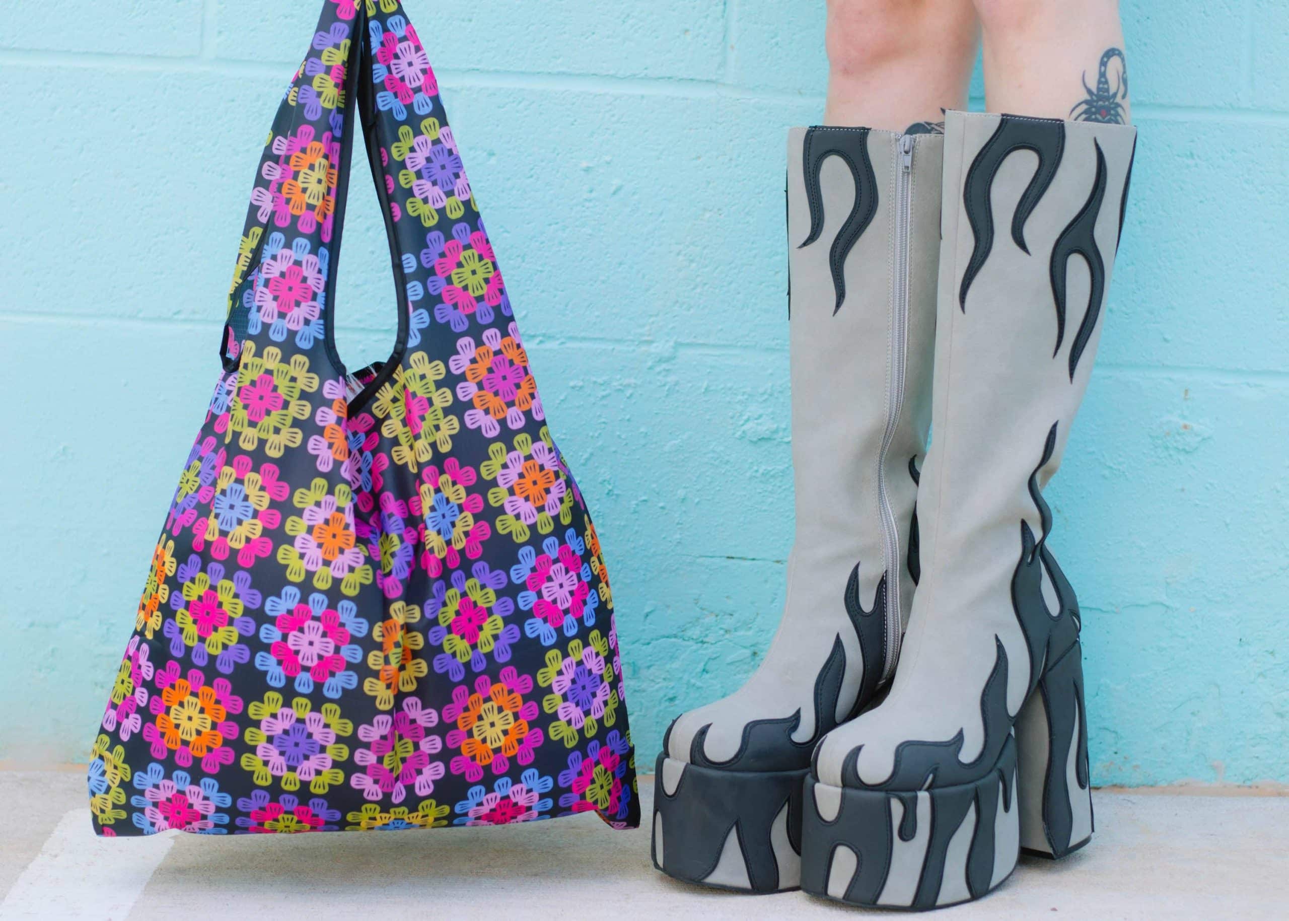 The Peach Fuzz Granny Square Folding Shopper Tote - Image 2