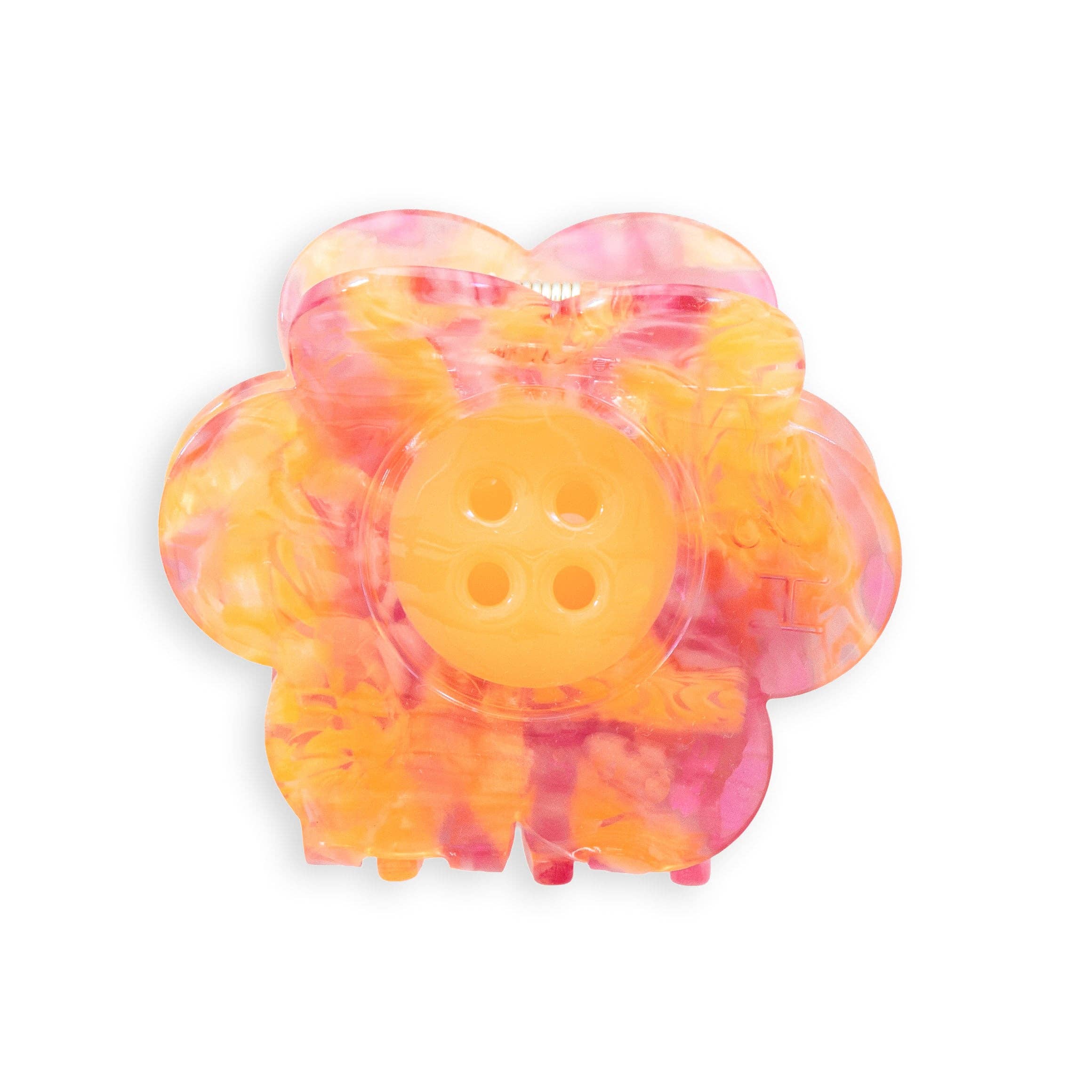 Sarah Hearts Daisy Button Pink and Yellow Large Hair Claw Clip - Image 3