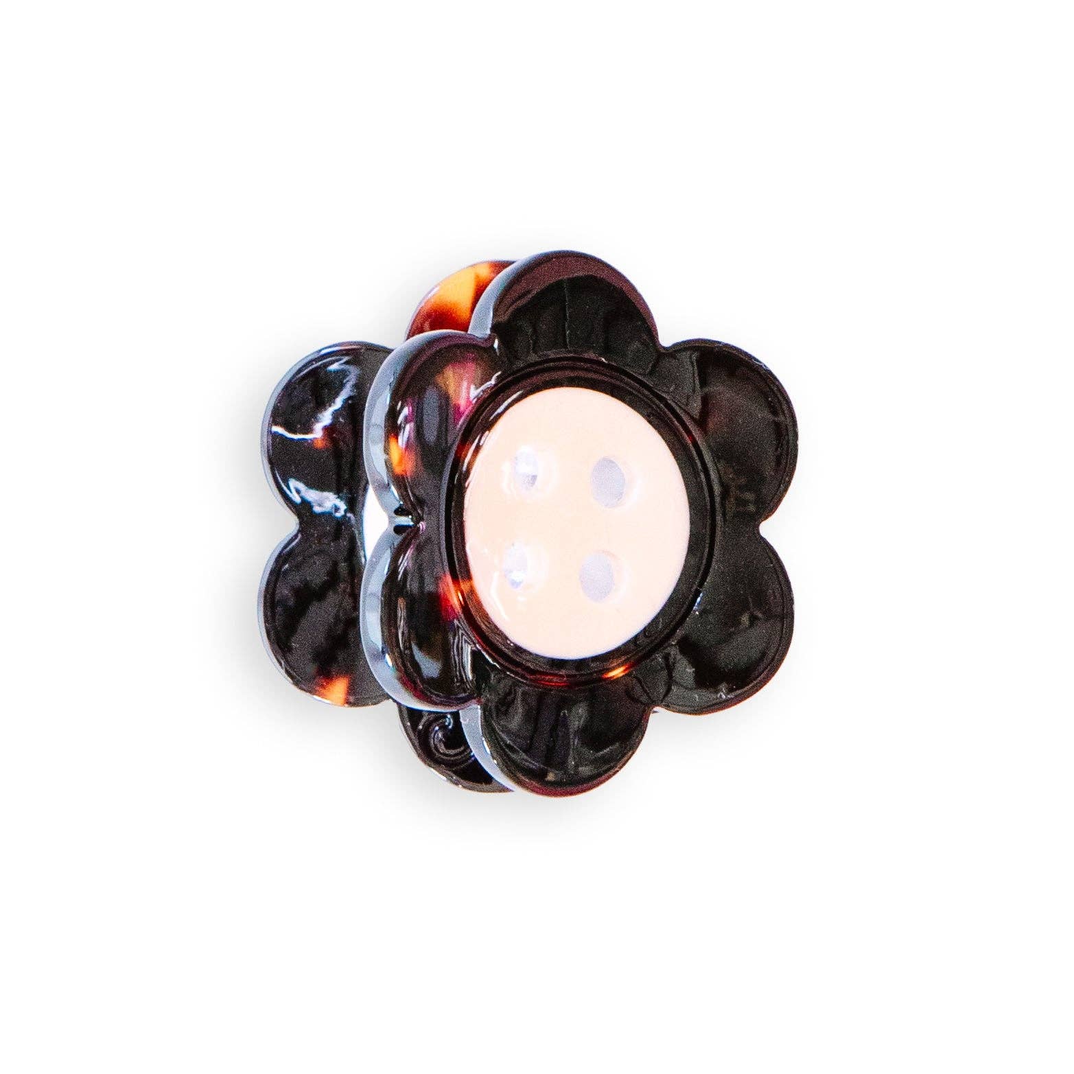 Sarah Hearts Daisy Button Tortoise Shell Mini Hair Claw Clip - Image 3