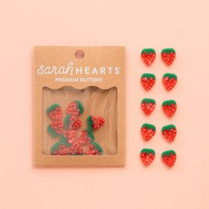 Sarah Hearts Strawberry Small 5/8" Buttons