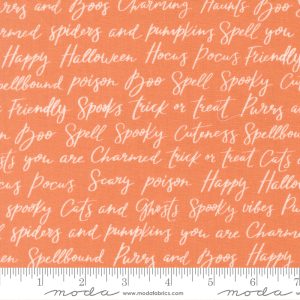 Moda Fabrics Elena Amo Purrs & Boos Lettering Pumpkin