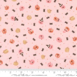 Moda Fabrics Elena Amo Purrs & Boos Friendly Pumpkin Purrfect Pink
