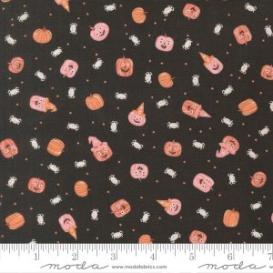Moda Fabrics Elena Amo Purrs & Boos Friendly Pumpkin Black Cat