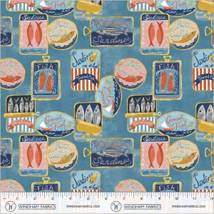 Windham Fabrics Jennifer Moore / Monaluna Villa Sol Tinned Fish Sea Blue