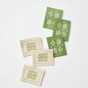 Matchy Matchy Made with Care Sketchy Quilt Green Woven Garment Labels