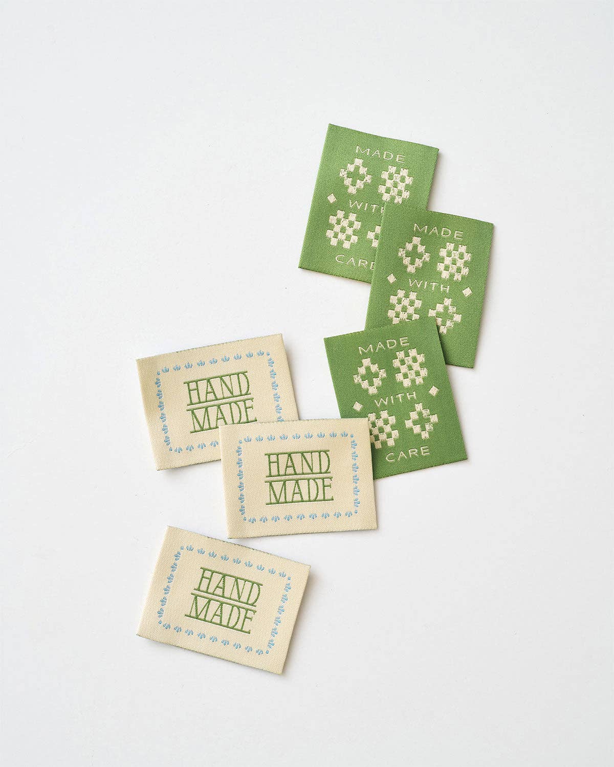 Matchy Matchy Made with Care Sketchy Quilt Green Woven Garment Labels