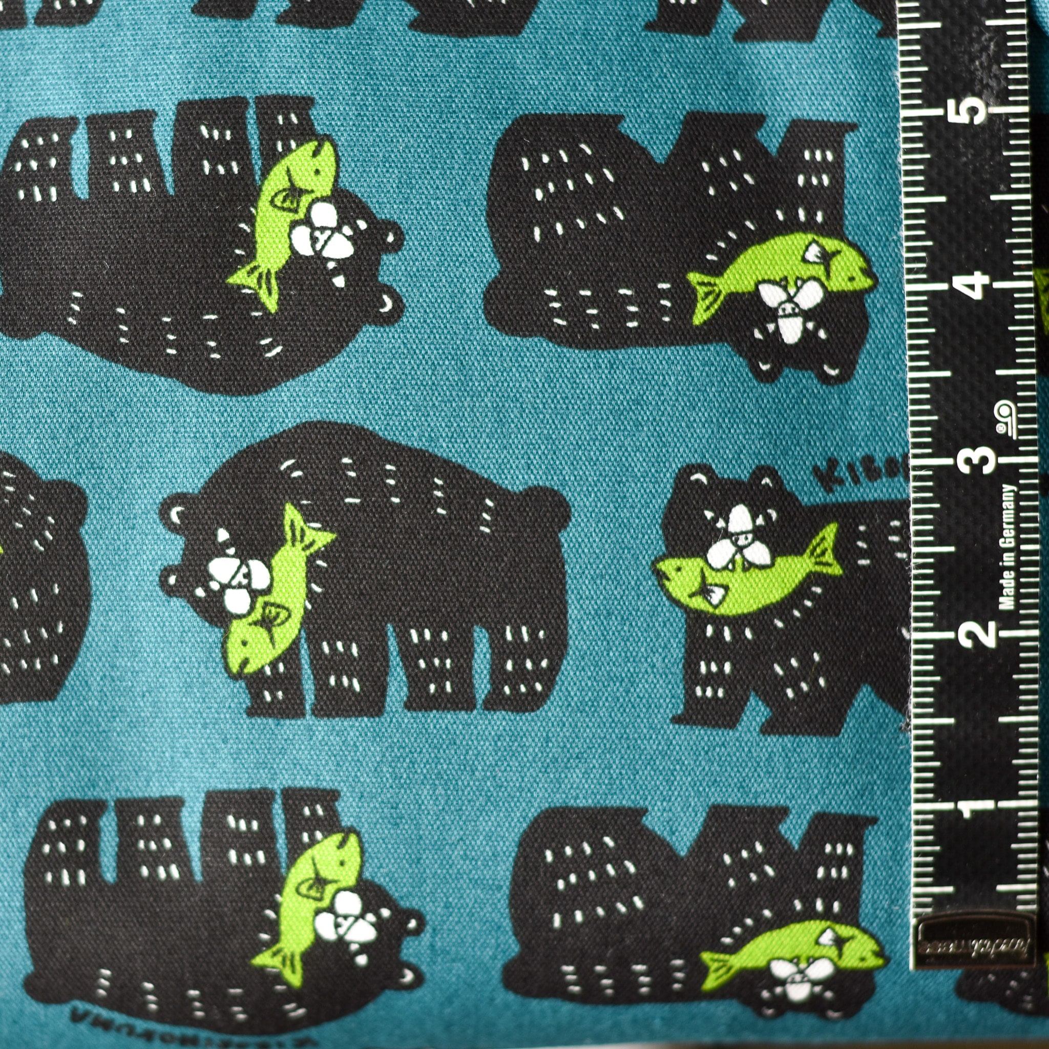 Cosmo Bears Gone Fishing Oxford Cotton Teal