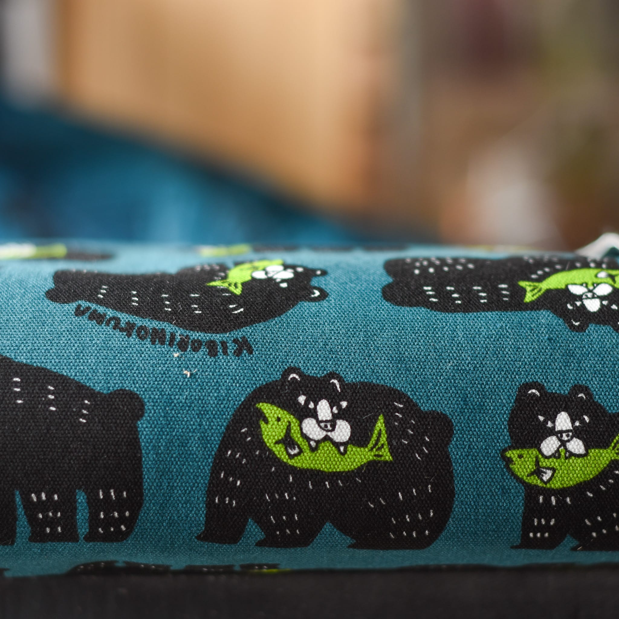 Cosmo Bears Gone Fishing Oxford Cotton Teal - Image 2