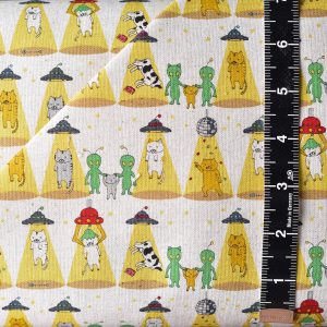 Kobayashi Aliens Abducting Kawaii Cats Cotton Linen