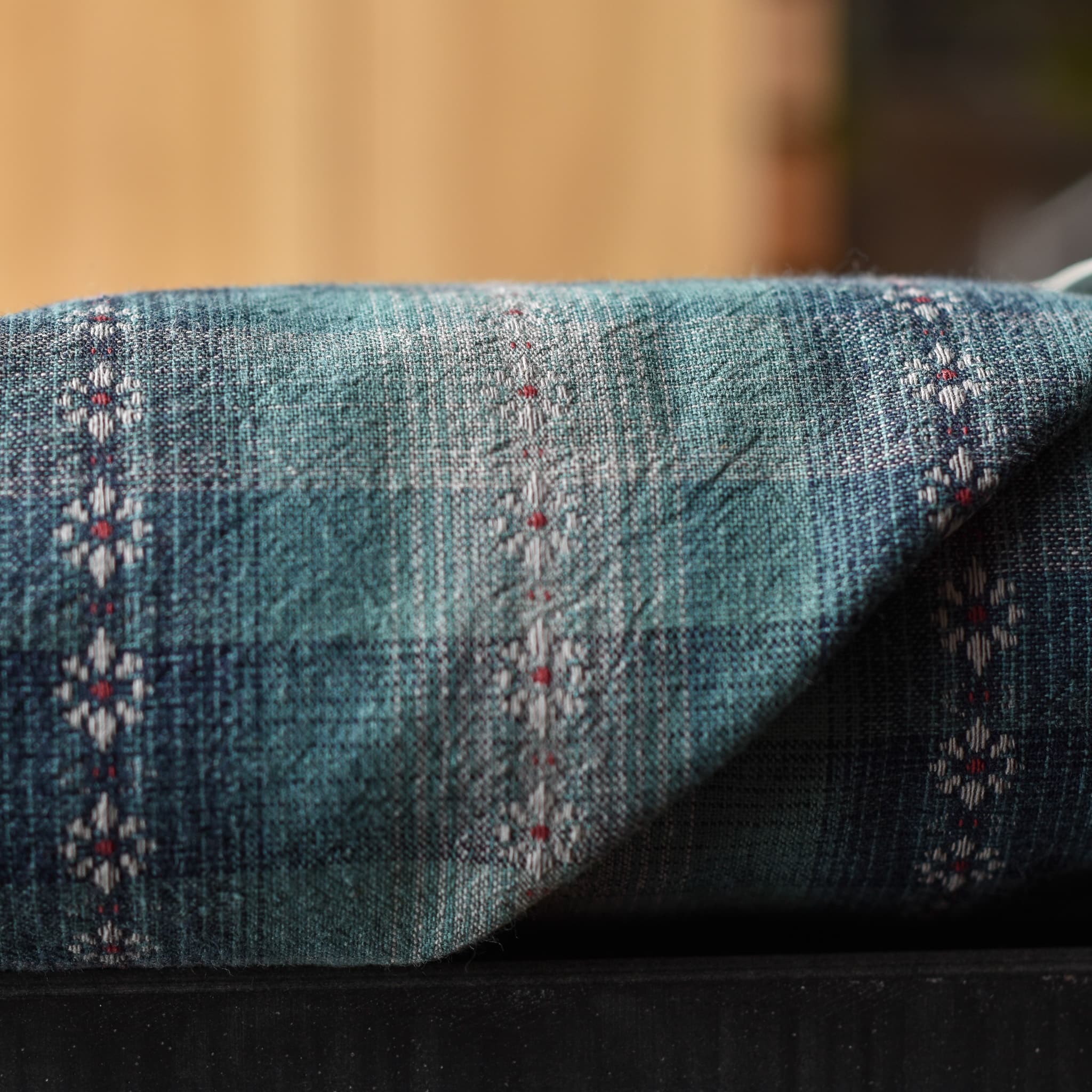 Daisy Stitch Yarn-Dyed Cotton Teal - Image 2