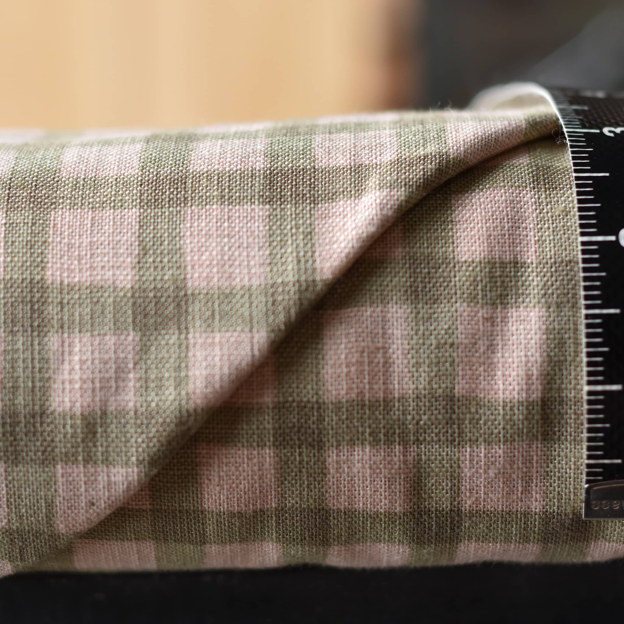 Sevenberry Windowpane Plaid Cotton Slub Pink and Sage - Image 2