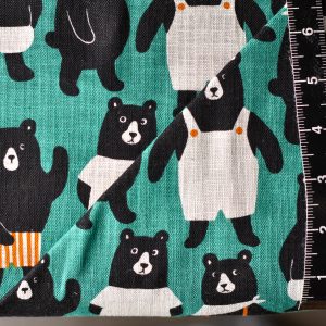Sevenberry Well Dressed Bears Cotton Slub Teal